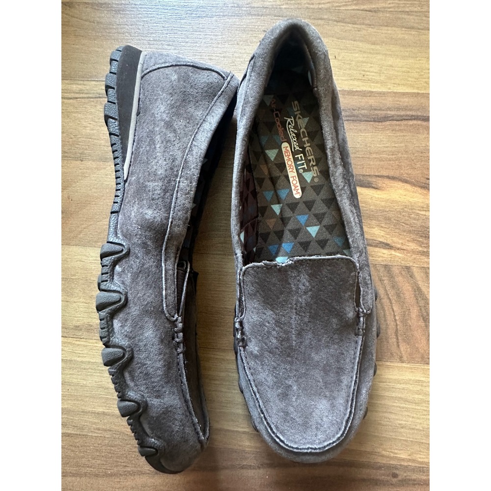 Skechers Relaxed Fit Suede Loafers Brown Slip On Shoes Womens 8.5